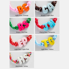 Knotty Enamel Initial Custom Bracelet - Green/Pink Double Letter