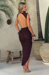 Aphrodite Midi Dress - Plum Brown