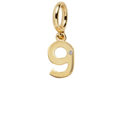 Gold Number Cluster Charm - 9