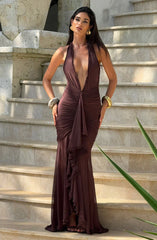 Janessa Maxi Dress - Plum Brown