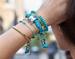 Knotty Initial Custom Bracelet - Aqua Double Letters