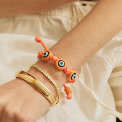 Knotty Good Eye Cord Bracelet - Tangerine