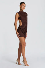 Mireya Mini Dress - Plum Brown