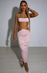 Valencia Maxi Skirt - Baby Pink Sparkle
