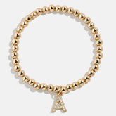 Gold/Pavé Dangle Charm Initial Pisa Bracelet - Gold/Pavé