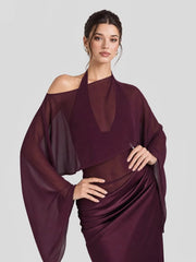 Two Piece Halterneck Sheer Mesh Maxi Dress