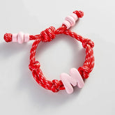 Knotty Enamel Initial Custom Bracelet - Red/Pink Single Letter
