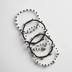 Indya Evil Eye Layered Bracelet Set - Black/White