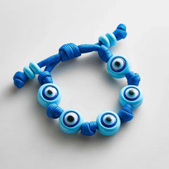 Knotty Good Eye Cord Bracelet  - Aqua