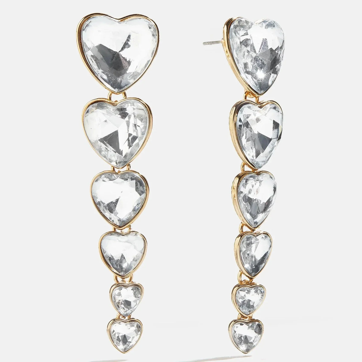 Heart Crystal Statement Drops - Gold/Pavé