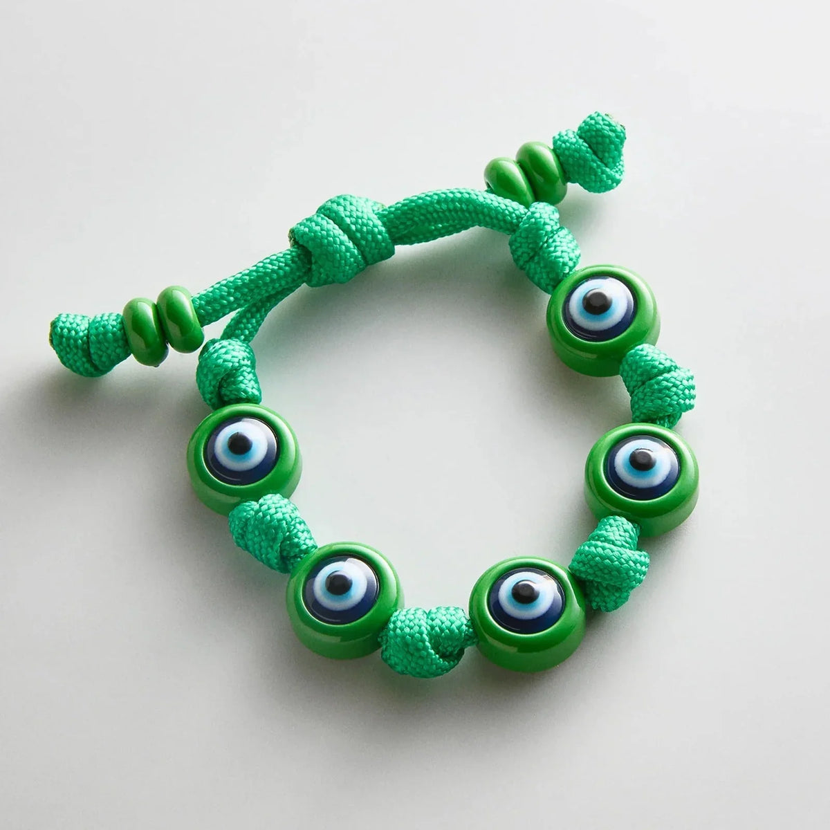 Knotty Good Eye Cord Bracelet  - Bright Green