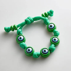 Knotty Good Eye Cord Bracelet  - Bright Green