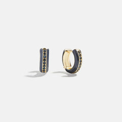 Game Day Enamel Huggie Earrings - Navy
