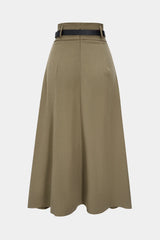 Belted Asymmetrical Ruched High Waist Skirt