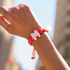 Knotty Enamel Initial Custom Bracelet - Red/Pink Single Letter