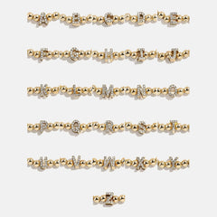 Gold/Pavé Repeating Initial Pisa Bracelet - U