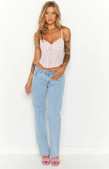 Louisa Pink Lace Corset Top