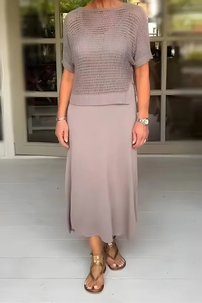 Women's Openwork Knit Two-Piece Set | Refined Airy Summer Set