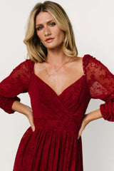Mable Velvet Maxi Dress | Crimson