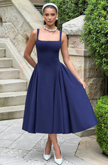 Betty Midi Dress - Navy