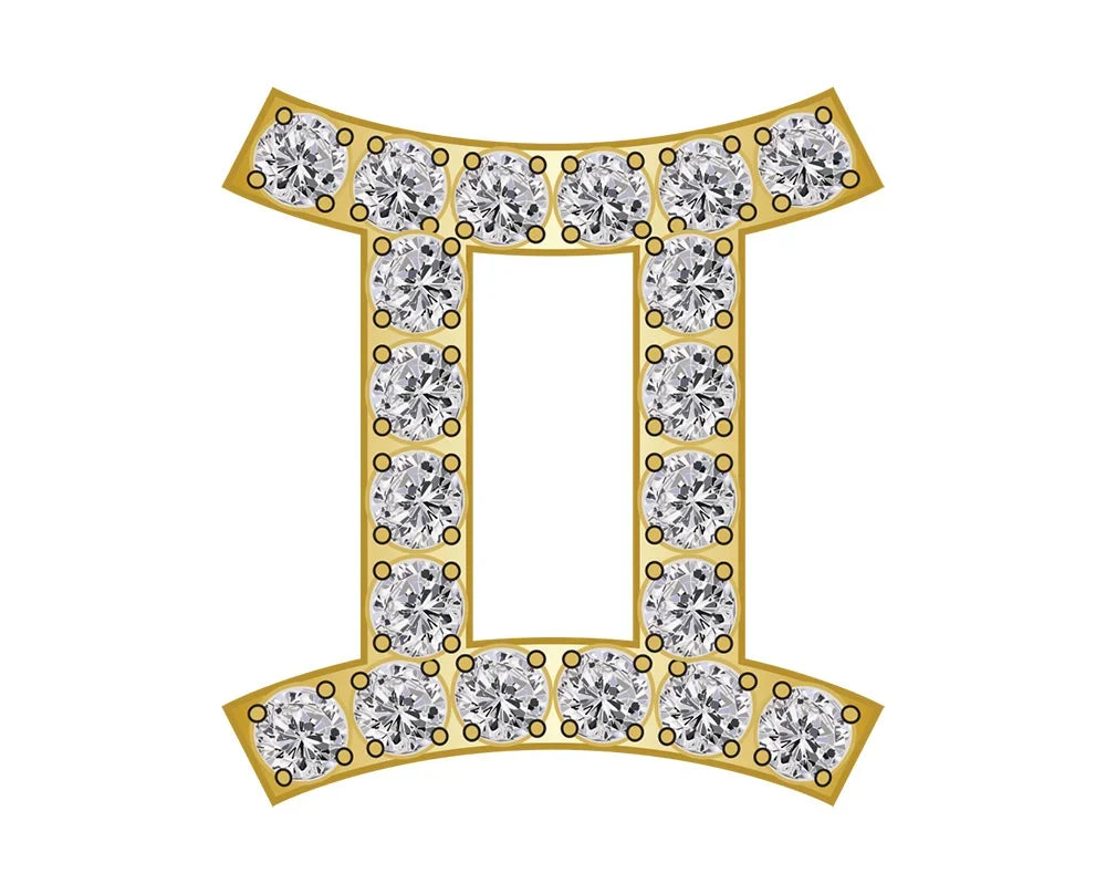 Gemini Zodiac Icon - Pavé Gold