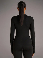 Slim Fit Padded Zip Jacket Stand Collar For Running And Exercise In Black Activewear